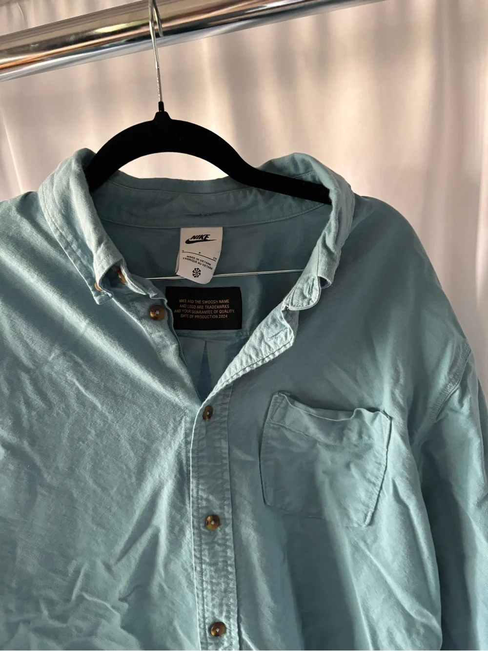 NIKE SB Light Blue Men's Button-Up Shirt Jacket